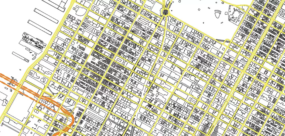 New York City: Manhattan + Long Island NY US Map Vector City Plan High Detailed Street Map editable Adobe Illustrator in layers