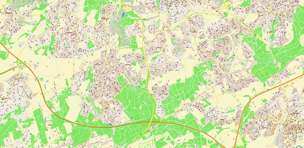 Dortmund Germany PDF Vector Map: City Plan High Detailed Street Map editable Adobe PDF in layers