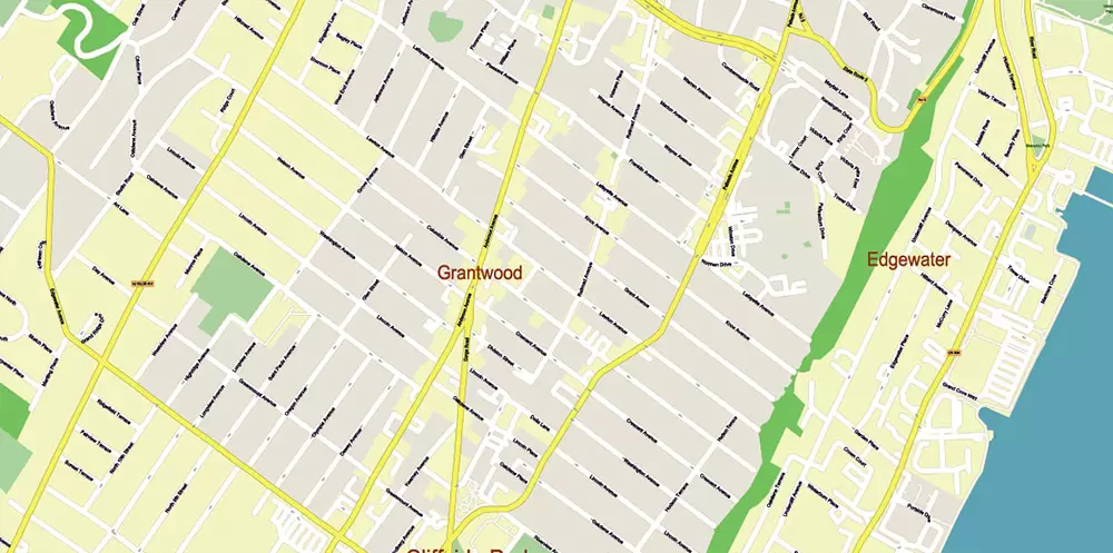 New York City: Manhattan + Long Island NY US Map Vector City Plan High Detailed Street Map editable Adobe Illustrator in layers