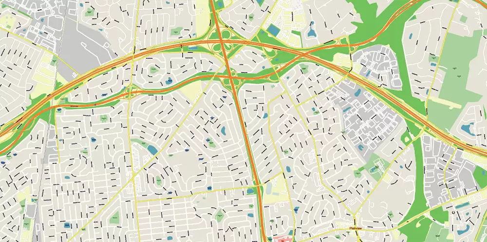 New York City: Manhattan + Long Island NY US Map Vector City Plan High Detailed Street Map editable Adobe Illustrator in layers