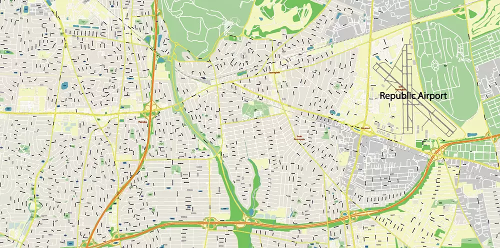 New York City: Manhattan + Long Island NY US Map Vector City Plan High Detailed Street Map editable Adobe Illustrator in layers