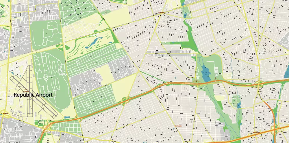 New York City: Manhattan + Long Island NY US Map Vector City Plan High Detailed Street Map editable Adobe Illustrator in layers