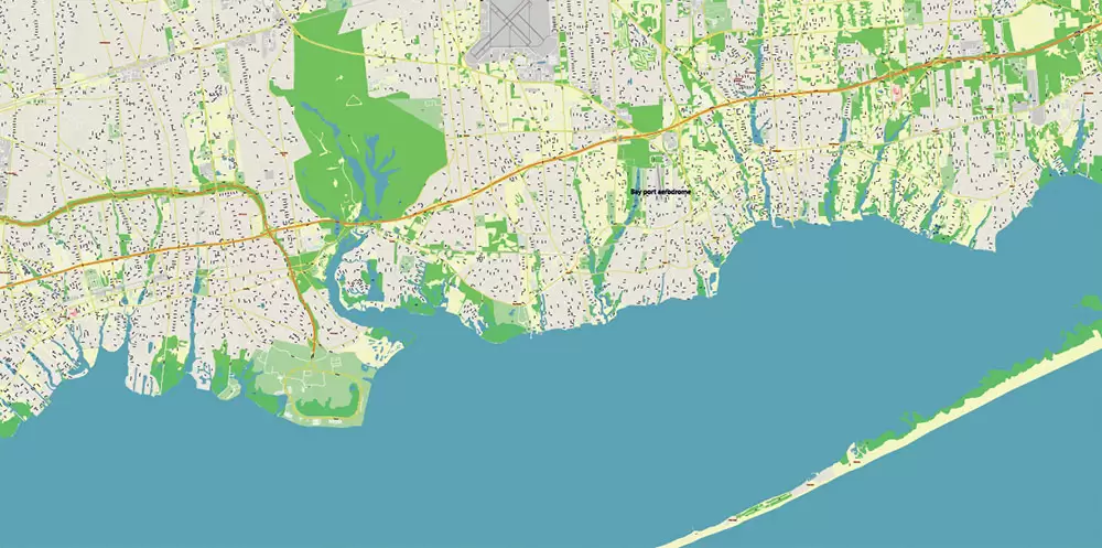 New York City: Manhattan + Long Island NY US Map Vector City Plan High Detailed Street Map editable Adobe Illustrator in layers