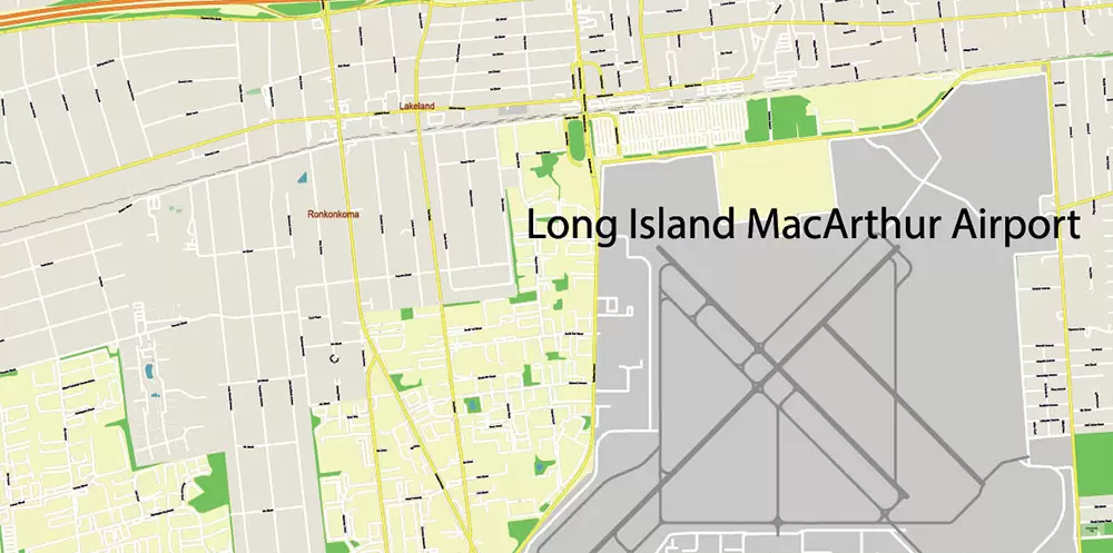 New York City: Manhattan + Long Island NY US Map Vector City Plan High Detailed Street Map editable Adobe Illustrator in layers