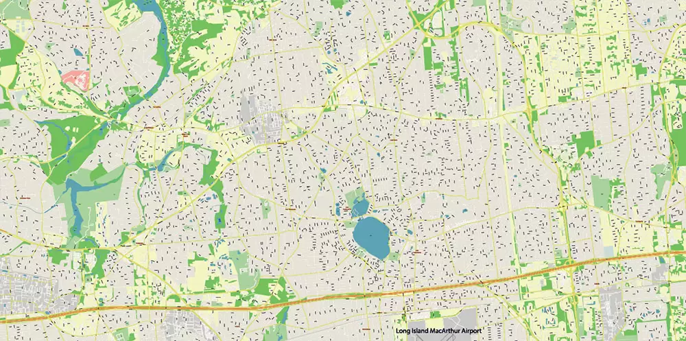 New York City: Manhattan + Long Island NY US Map Vector City Plan High Detailed Street Map editable Adobe Illustrator in layers