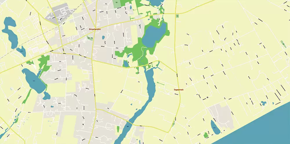 New York City: Manhattan + Long Island NY US Map Vector City Plan High Detailed Street Map editable Adobe Illustrator in layers