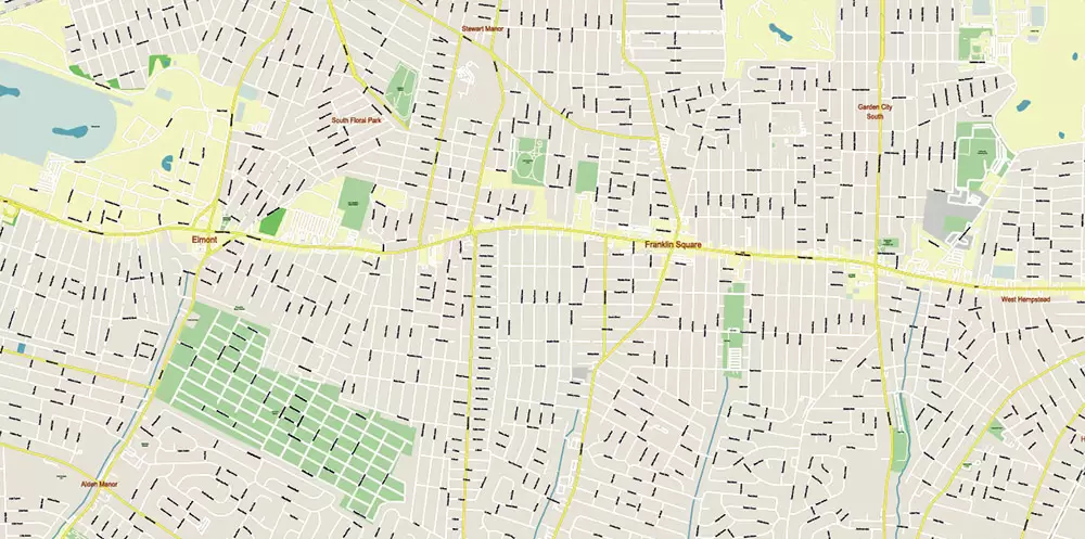 New York City: Manhattan + Long Island NY US Map Vector City Plan High Detailed Street Map editable Adobe Illustrator in layers
