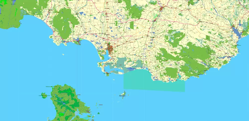 New Zealand complete country Map Vector Extra High Detailed Street Road Map + relief Isolines editable Adobe Illustrator in layers