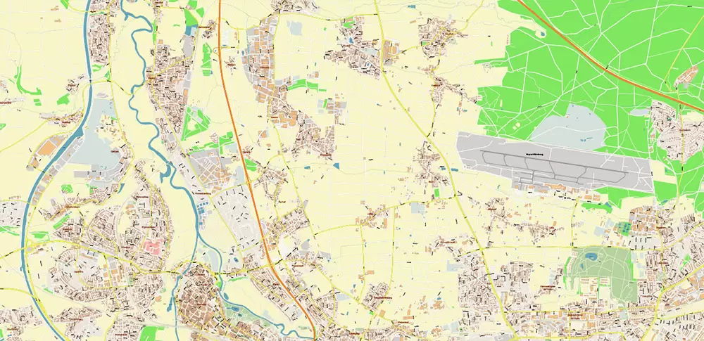 Nuremberg / Nürnberg Germany PDF Vector Map: City Plan High Detailed Street Map editable Adobe PDF in layers