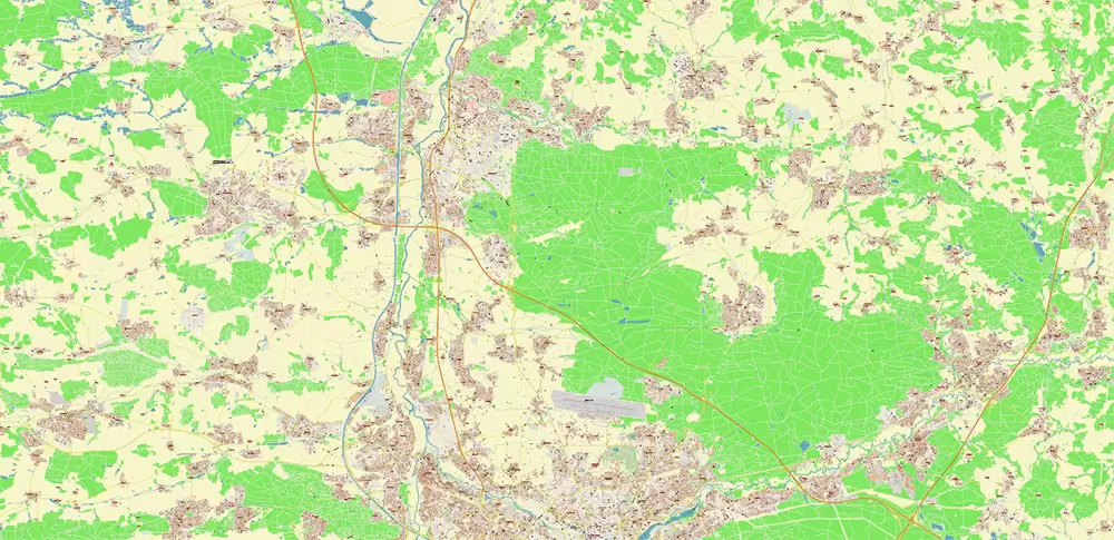 Nuremberg / Nürnberg Germany PDF Vector Map: City Plan High Detailed Street Map editable Adobe PDF in layers