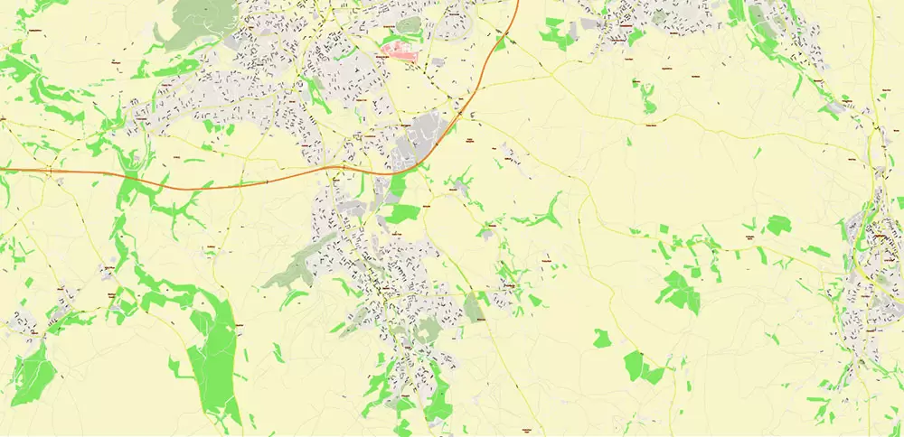 Blackburn UK PDF Vector Map: City Plan High Detailed Street Map editable Adobe PDF in layers