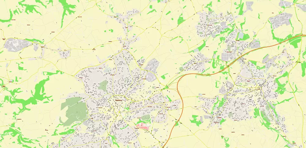 Blackburn UK PDF Vector Map: City Plan High Detailed Street Map editable Adobe PDF in layers