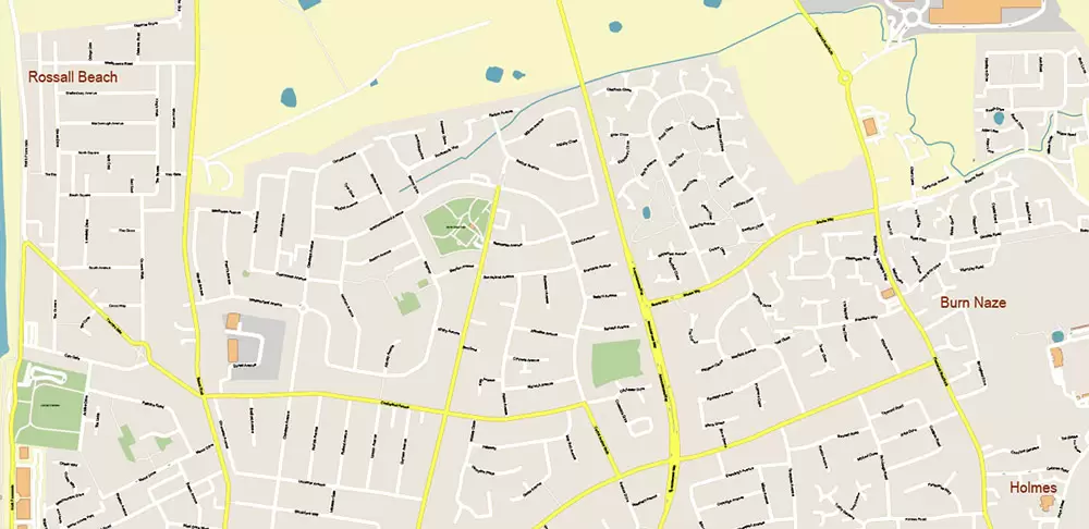 Blackpool + Preston + Garstang UK PDF Vector Map: City Plan High Detailed Street Map editable Adobe PDF in layers