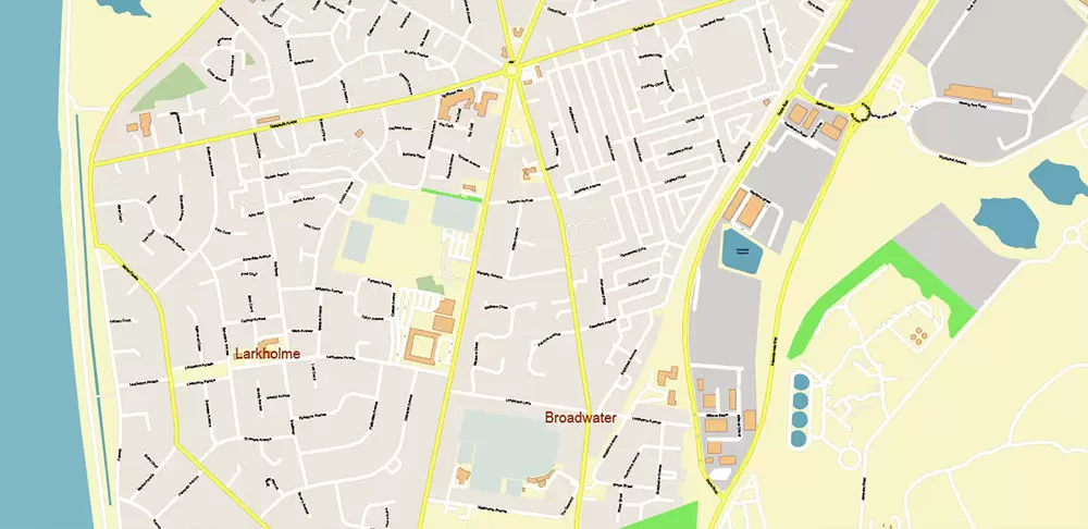 Blackpool + Preston + Garstang UK PDF Vector Map: City Plan High Detailed Street Map editable Adobe PDF in layers