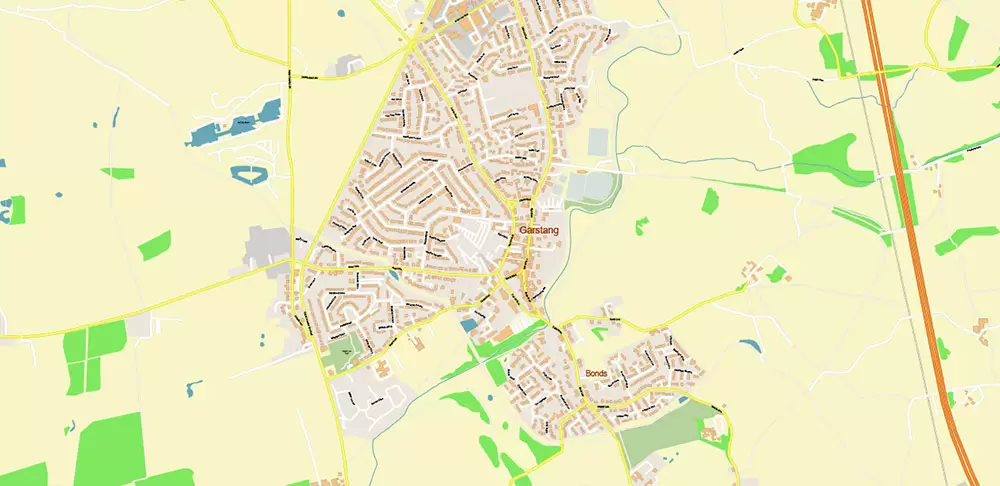 Blackpool + Preston + Garstang UK PDF Vector Map: City Plan High Detailed Street Map editable Adobe PDF in layers