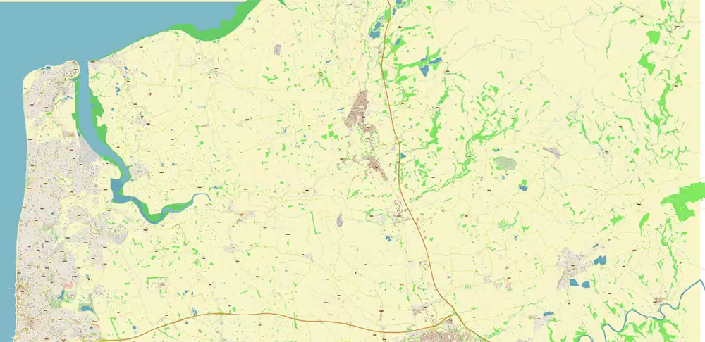 Blackpool + Preston + Garstang UK PDF Vector Map: City Plan High Detailed Street Map editable Adobe PDF in layers