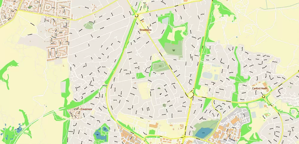 Bournemouth UK PDF Vector Map: City Plan High Detailed Street Map editable Adobe PDF in layers