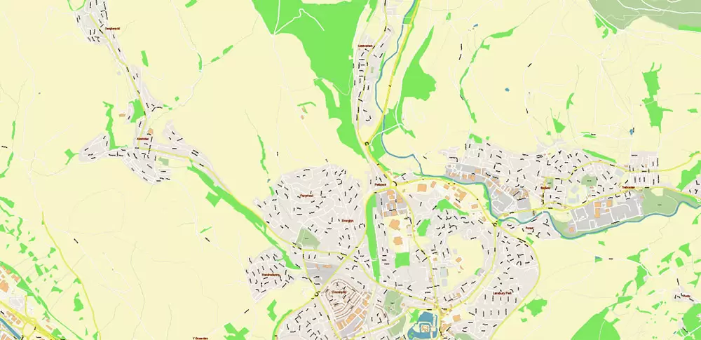 Cardiff UK PDF Vector Map: City Plan High Detailed Street Map editable Adobe PDF in layers