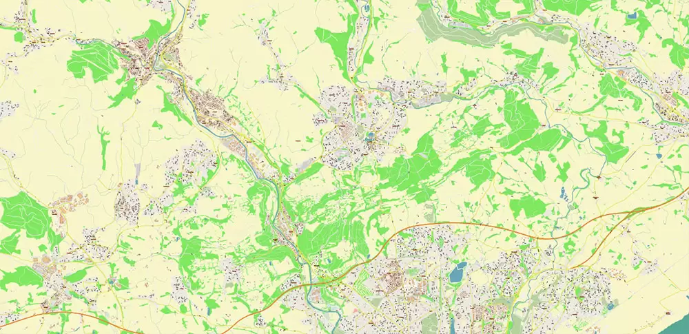Cardiff UK PDF Vector Map: City Plan High Detailed Street Map editable Adobe PDF in layers