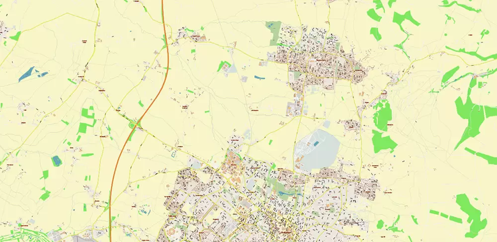 Cheltenham UK PDF Vector Map: City Plan High Detailed Street Map editable Adobe PDF in layers