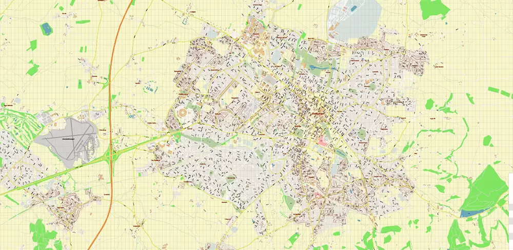 Cheltenham UK PDF Vector Map: City Plan High Detailed Street Map editable Adobe PDF in layers