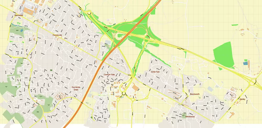 Cheltenham UK PDF Vector Map: City Plan High Detailed Street Map editable Adobe PDF in layers