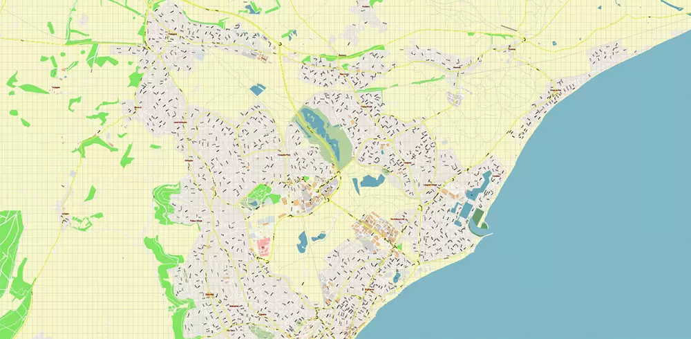 Eastbourne + Bexhill + Hastings UK PDF Vector Map: City Plan High Detailed Street Map editable Adobe PDF in layers