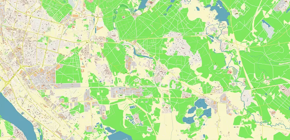 Riga Latvia Map Vector City Plan High Detailed Street Map editable Adobe Illustrator in layers