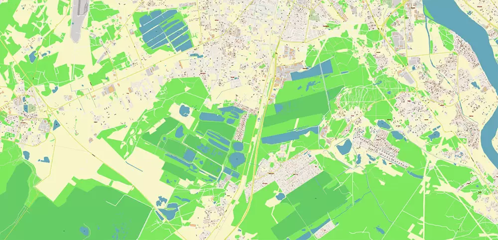 Riga Latvia Map Vector City Plan High Detailed Street Map editable Adobe Illustrator in layers