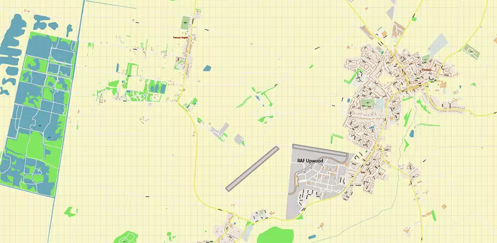 Peterborough Area UK Map Vector City Plan High Detailed Street Map editable Adobe Illustrator in layers