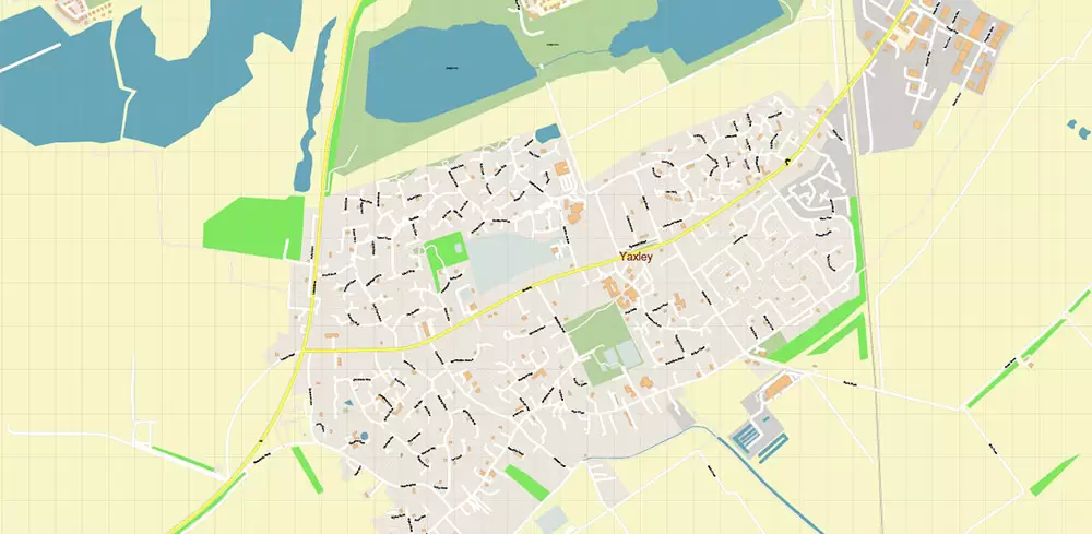 Peterborough Area UK Map Vector City Plan High Detailed Street Map editable Adobe Illustrator in layers