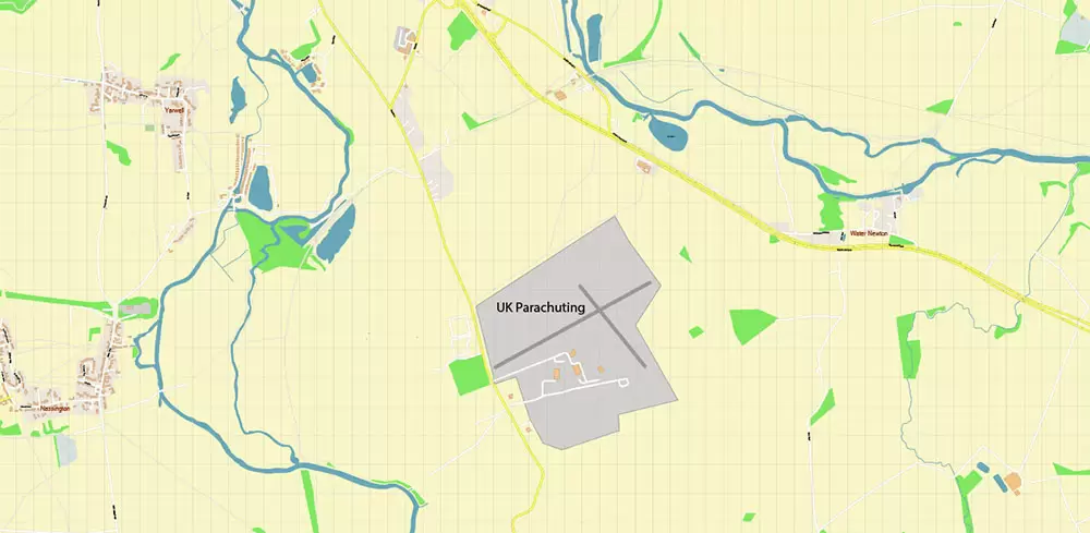 Peterborough Area UK Map Vector City Plan High Detailed Street Map editable Adobe Illustrator in layers