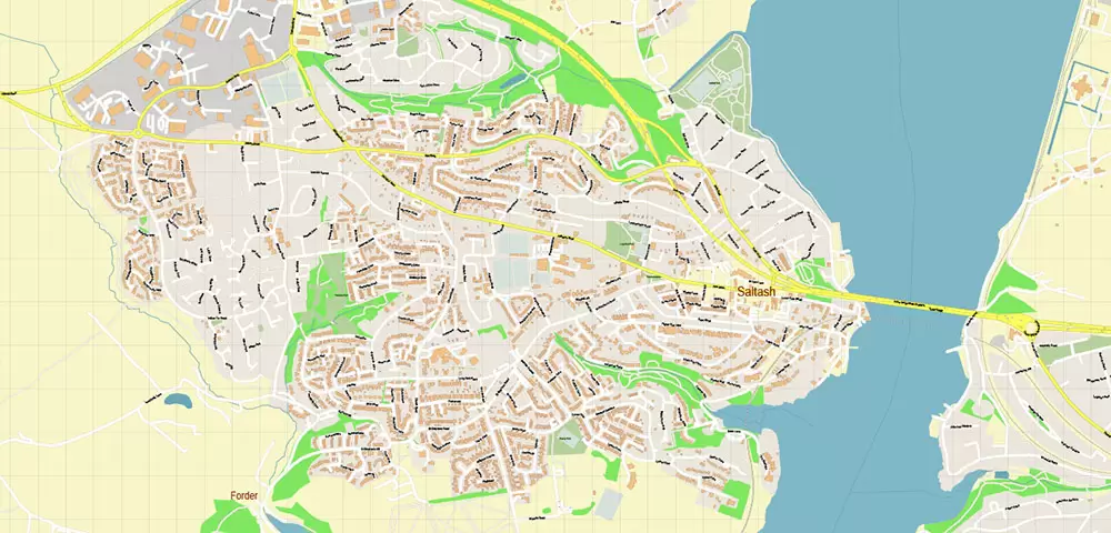 Plymouth Area UK Map Vector City Plan High Detailed Street Map editable Adobe Illustrator in layers