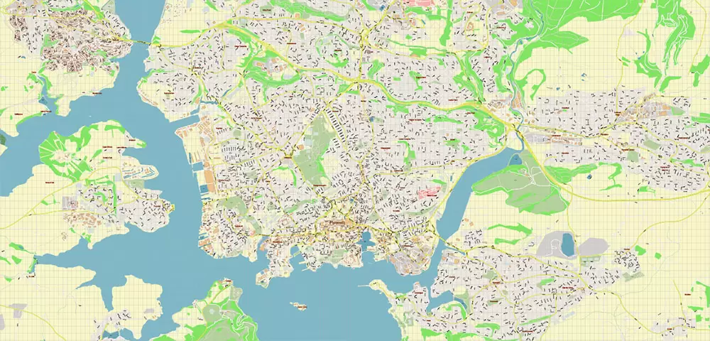 Plymouth Area UK Map Vector City Plan High Detailed Street Map editable Adobe Illustrator in layers