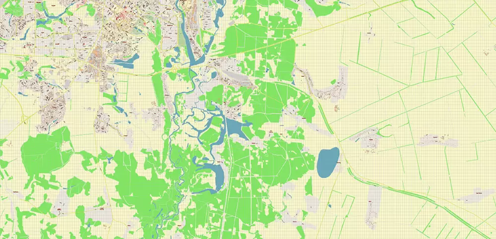 Poltava Ukraine PDF Vector Map: City Plan High Detailed Street Map editable Adobe PDF in layers