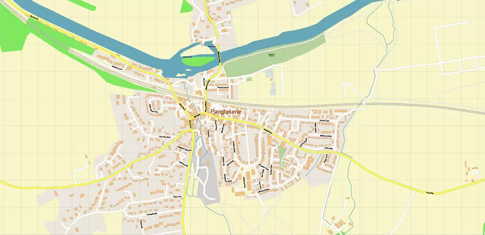 Reading UK PDF Vector Map: City Plan High Detailed Street Map editable Adobe PDF in layers