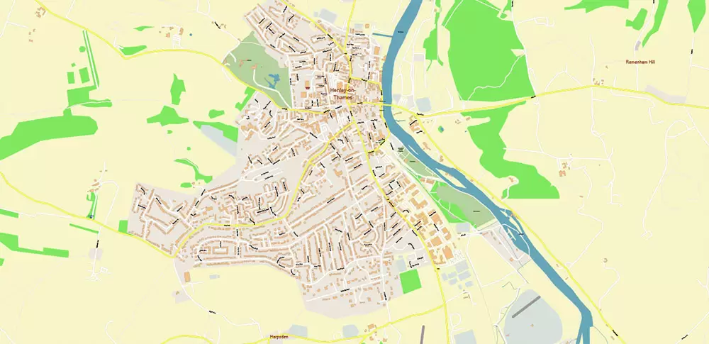 Reading UK PDF Vector Map: City Plan High Detailed Street Map editable Adobe PDF in layers