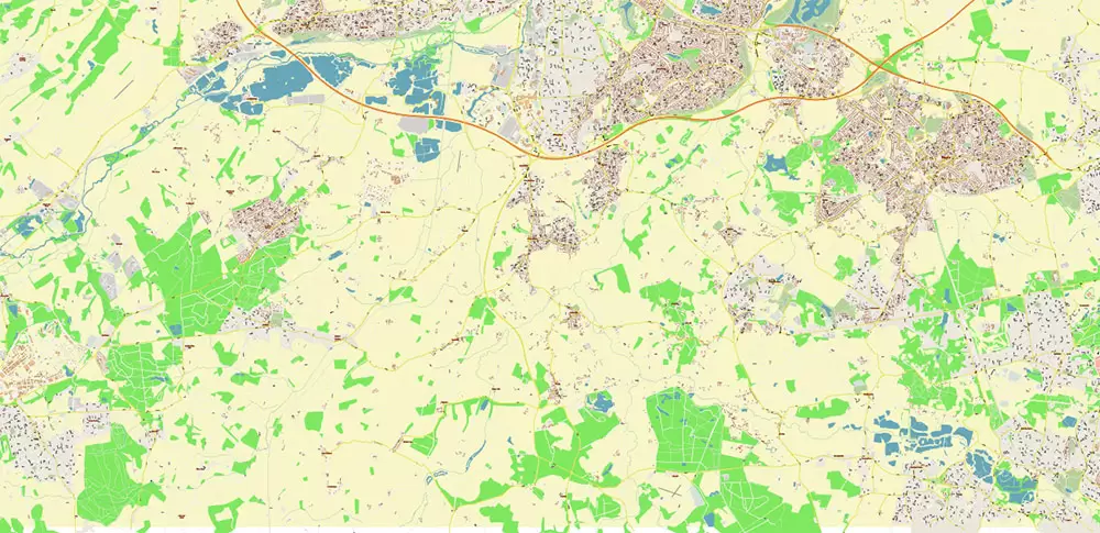 Reading UK PDF Vector Map: City Plan High Detailed Street Map editable Adobe PDF in layers