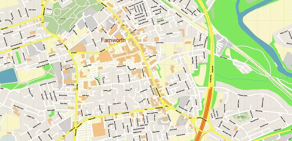 Salford + Atherton + Sale Area UK Map Vector City Plan High Detailed Street Map editable Adobe Illustrator in layers