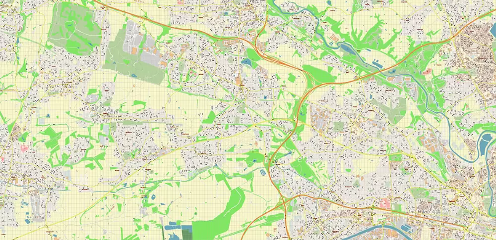 Salford + Atherton + Sale Area UK Map Vector City Plan High Detailed Street Map editable Adobe Illustrator in layers