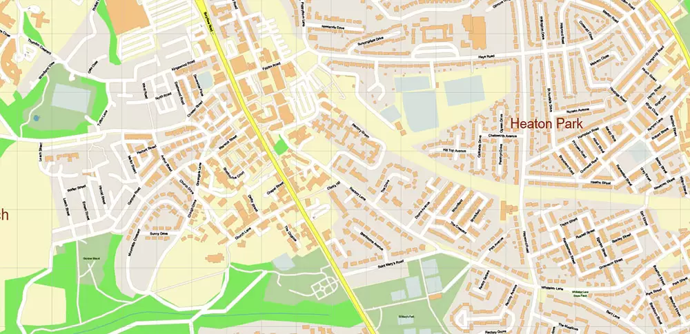 Salford + Atherton + Sale Area UK Map Vector City Plan High Detailed Street Map editable Adobe Illustrator in layers