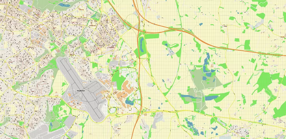 Solihull + Erdington Area UK PDF Vector Map: City Plan High Detailed Street Map editable Adobe PDF in layers