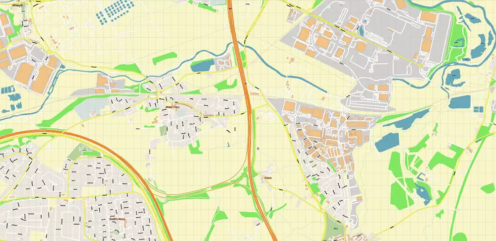 Solihull + Erdington Area UK PDF Vector Map: City Plan High Detailed Street Map editable Adobe PDF in layers