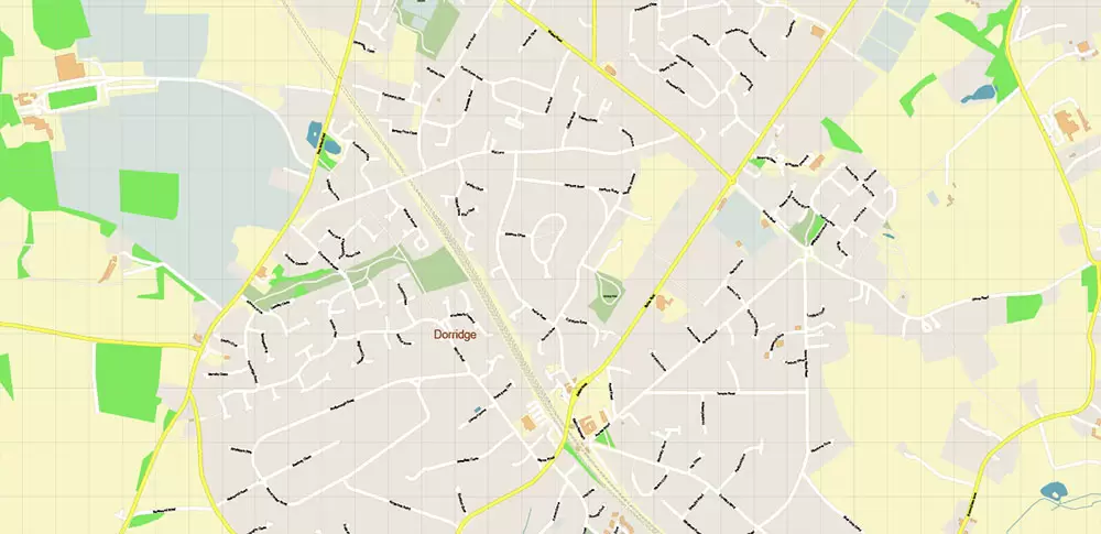 Solihull + Erdington Area UK PDF Vector Map: City Plan High Detailed Street Map editable Adobe PDF in layers