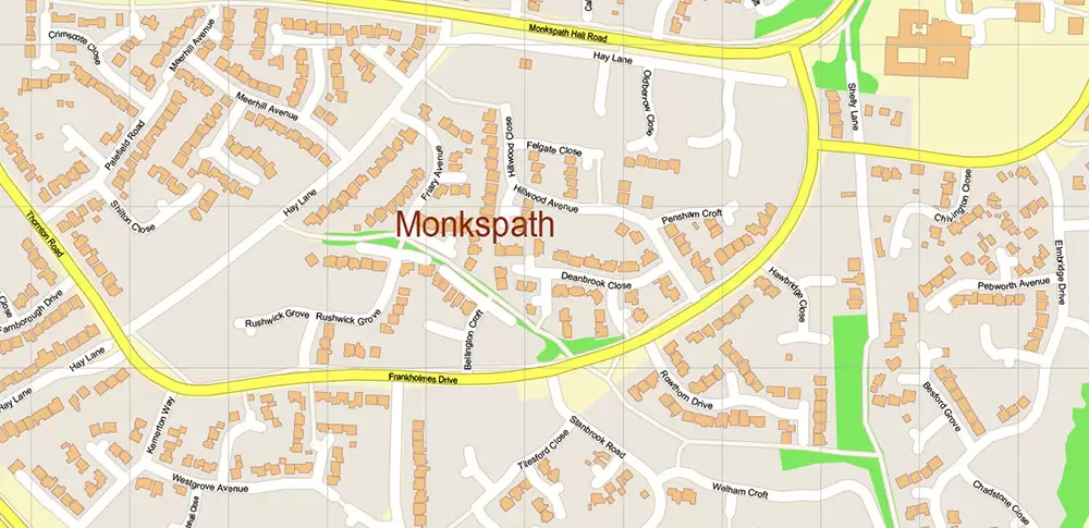 Solihull + Erdington Area UK PDF Vector Map: City Plan High Detailed Street Map editable Adobe PDF in layers
