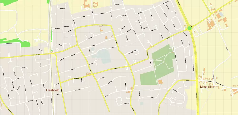 Southport Area UK Map Vector City Plan High Detailed Street Map editable Adobe Illustrator in layers