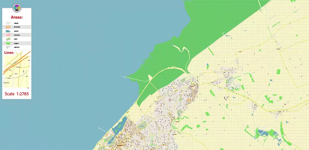 Southport Area UK Map Vector City Plan High Detailed Street Map editable Adobe Illustrator in layers