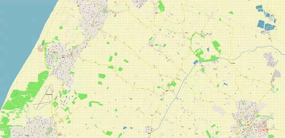 Southport Area UK Map Vector City Plan High Detailed Street Map editable Adobe Illustrator in layers