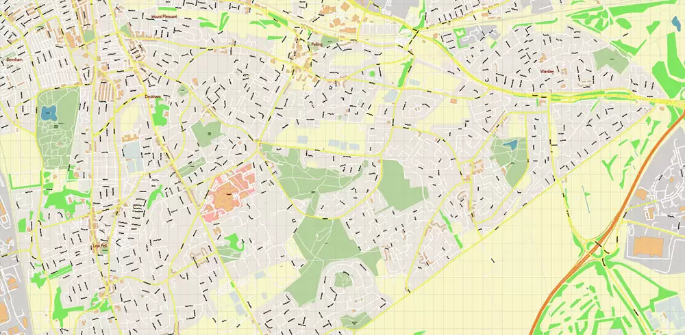 Sunderland Area UK Map Vector City Plan High Detailed Street Map editable Adobe Illustrator in layers