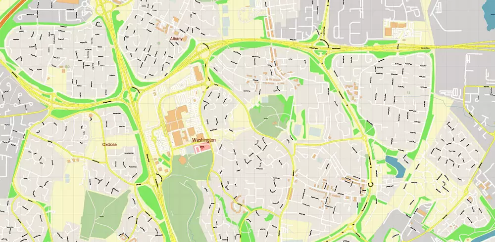 Sunderland Area UK Map Vector City Plan High Detailed Street Map editable Adobe Illustrator in layers